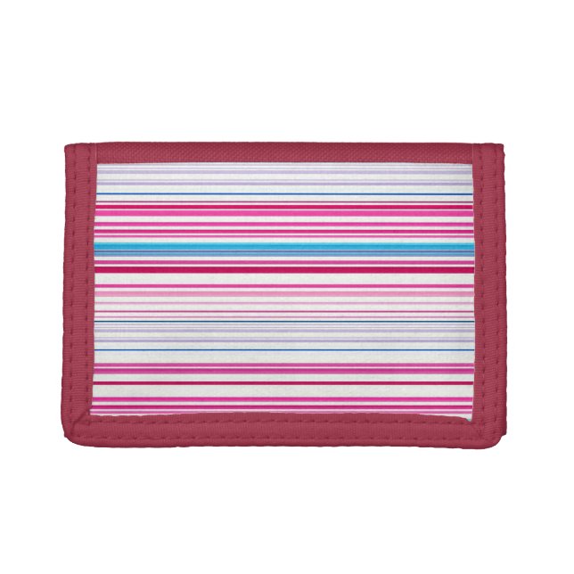 Cute blue pink stripes trifold wallet (Front)