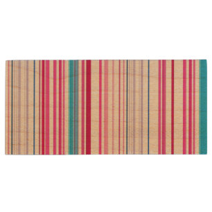 Cute blue pink stripes wood flash drive
