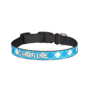 CUTE! 🐕Blue Plaid Dog Collar – Personalized