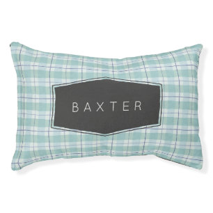 Cute Blue Plaid Personalized Pet Bed