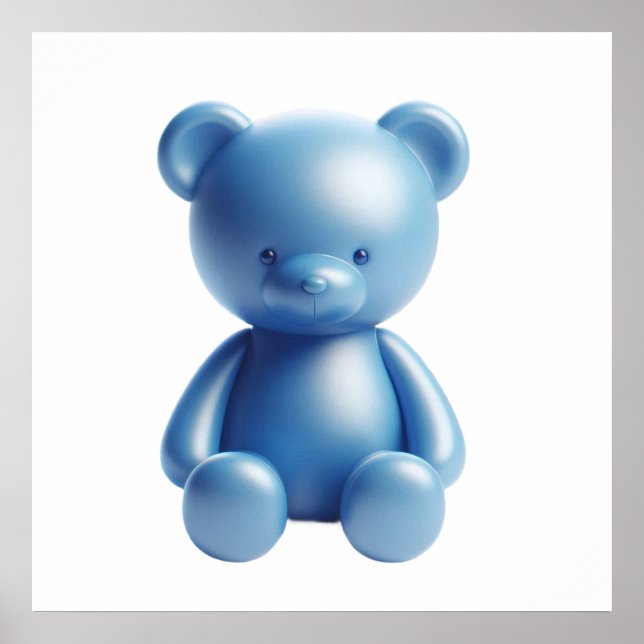 Cute Blue Plush Bear Wall Art Poster for Dreamy Co (Front)