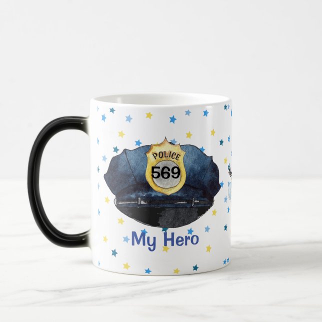 Cute Blue Police Hat Color Morph Mug (Left)