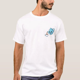 Cute Blue Polka Dot Teapot Pouring Tea Cartoon T-Shirt