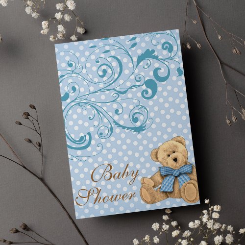 Cute Blue Polka Dots BaBy Shower Invitation