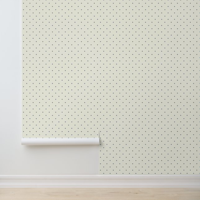 Cute Blue Polka Dots on Ivory White Wallpaper (Application)