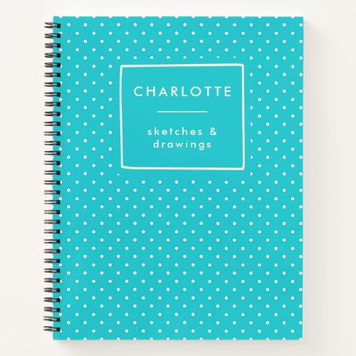 Cute Blue Polka Dots Personalized Kids Sketchbook Notebook