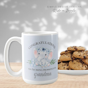 Cute Blue Promoted to Grandma Pregnancy Reveal Coffee Mug