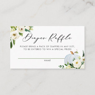 Cute Blue Pumpkin Baby Shower Diaper Raffle Card