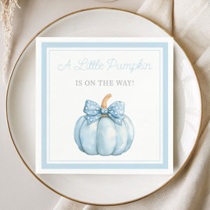 Cute Blue Pumpkin Boy Baby Shower Napkins