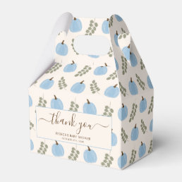 Cute Blue Pumpkin Eucalyptus Baby Shower Thank You Favor Boxes