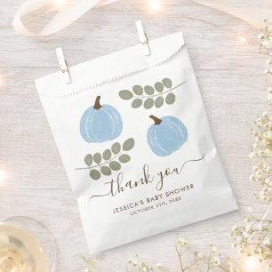 Cute Blue Pumpkin Eucalyptus Fall Boy Baby Shower Favor Bag