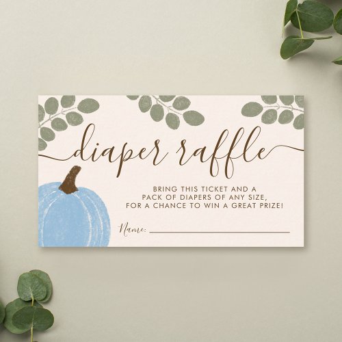 Cute Blue Pumpkin Eucalyptus Fall Diaper Raffle Enclosure Card