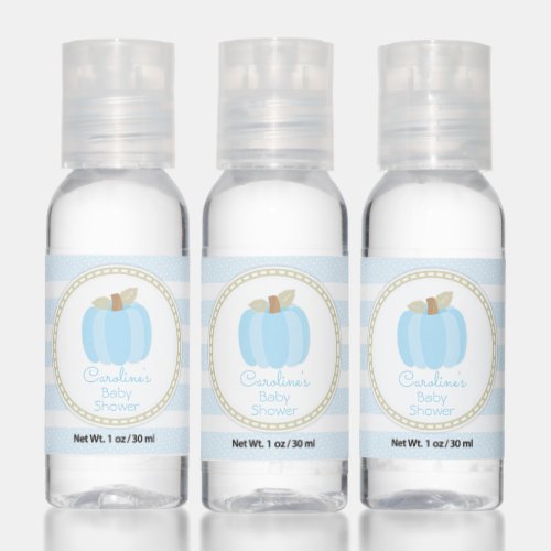 Cute Blue Pumpkin Fall Baby Shower Hand Sanitizer