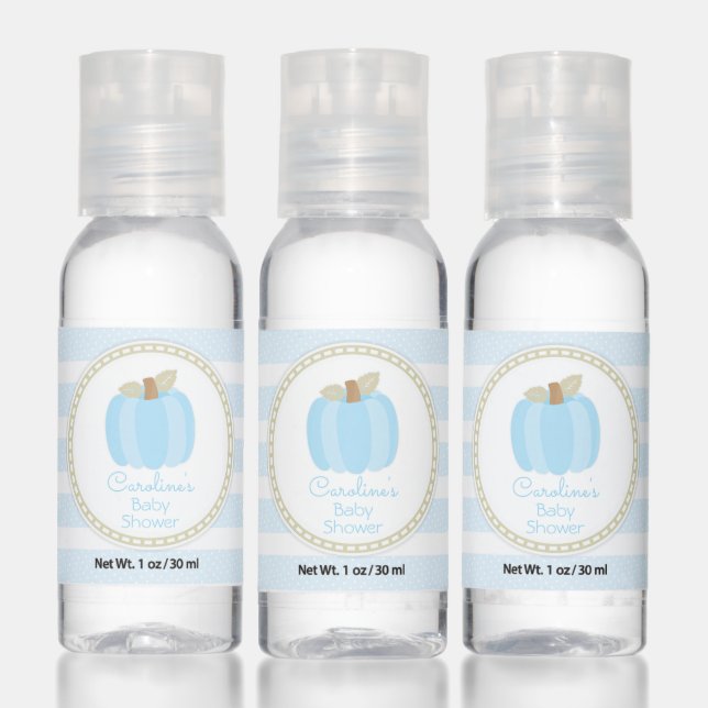 Cute Blue Pumpkin Fall Baby Shower Hand Sanitizer (Set)