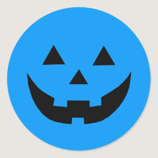 Cute blue pumpkin jack o lantern Autism Awareness Classic Round Sticker
