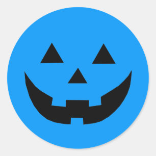 Cute blue pumpkin jack o lantern Autism Awareness Classic Round Sticker