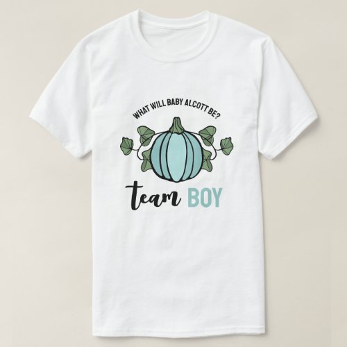 Cute Blue Pumpkin Team Boy Gender Reveal T_Shirt