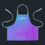 Cute Blue Purple Ombre Glitter Girls Personalized Apron<br><div class="desc">Your child will love to help you in the kitchen with this Cute Blue Purple Ombre Glitter Girls Personalized Apron. The all-over-print background is designed with faux glitter and name is in white calligraphy script lettering. Makes a great gift idea for a girls who loves to cook. CLICK PERSONALIZE TEMPLATE...</div>