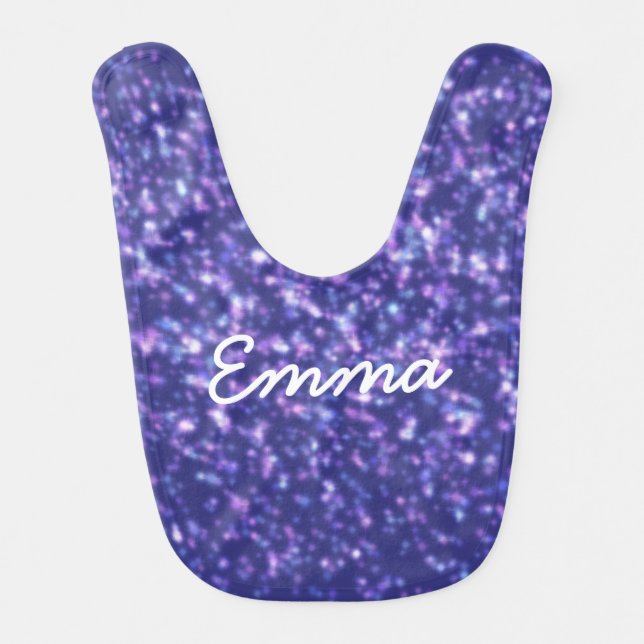 Cute Blue Purple Star Cosmos Baby Bib (Front)