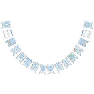 Cute Blue Rabbit One 1st 1 First Birthday Bunting Flags