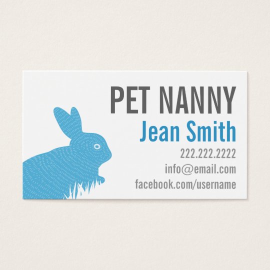 Cute Blue Rabbit Pet Nanny Business Card
