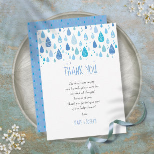 Cute Blue Raindrops Baby Shower Thank You Poem
