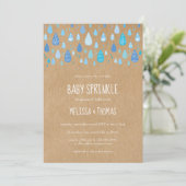 Cute Blue Raindrops Couples Baby Shower / Sprinkle Invitation (Standing Front)