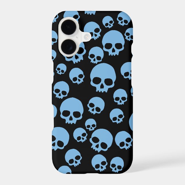 Cute Blue Random Skulls Pattern iPhone Case (Back)