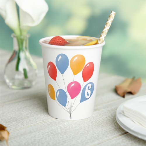 Cute Blue Red Colorful Balloons Kids Birthday  Paper Cups
