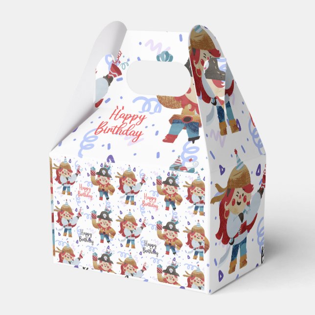 Cute blue & red pirate theme favor boxes (Front Side)