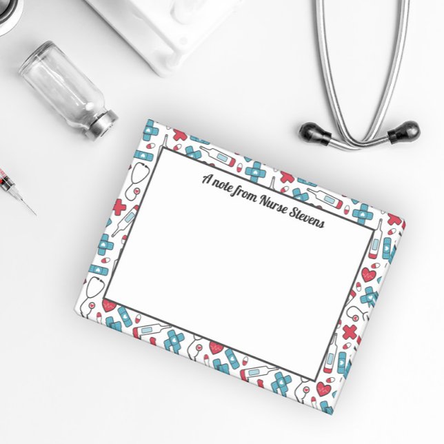 Cute Blue Red White Pattern A Note From the Nurse (Creator Uploaded)