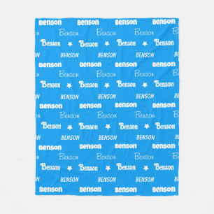 Cute blue repeating name personalized fleece blanket