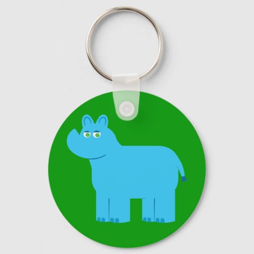 Cute Blue Rhino Keychain