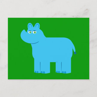 Cute Blue Rhino Postcard