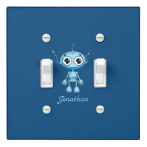 Cute Blue Robot Baby Boy Nursery Kid's Room Light Switch Cover