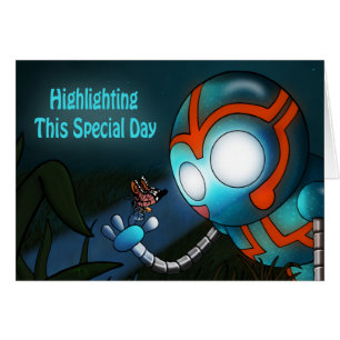 Cute Blue Robot Birthday Cards