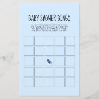 Cute blue rocket baby boy Baby shower Bingo game