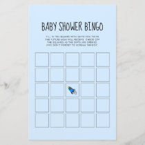 Cute blue rocket baby boy Baby shower Bingo game