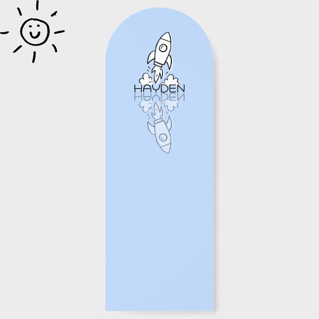 Cute Blue Rocket Reflection Doodle Custom Name  Bookmarks (Creator Uploaded)