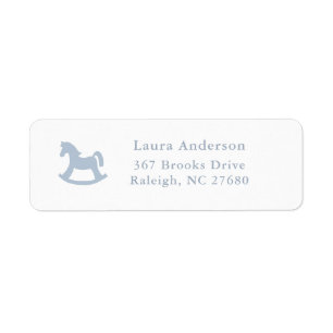 Cute Blue Rocking horse baby Label