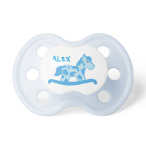 Cute Blue Rocking Horse Name Pacifier