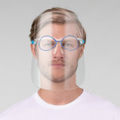 Cute Blue Round Glasses with Tiny stars Face Shield (Insitu)