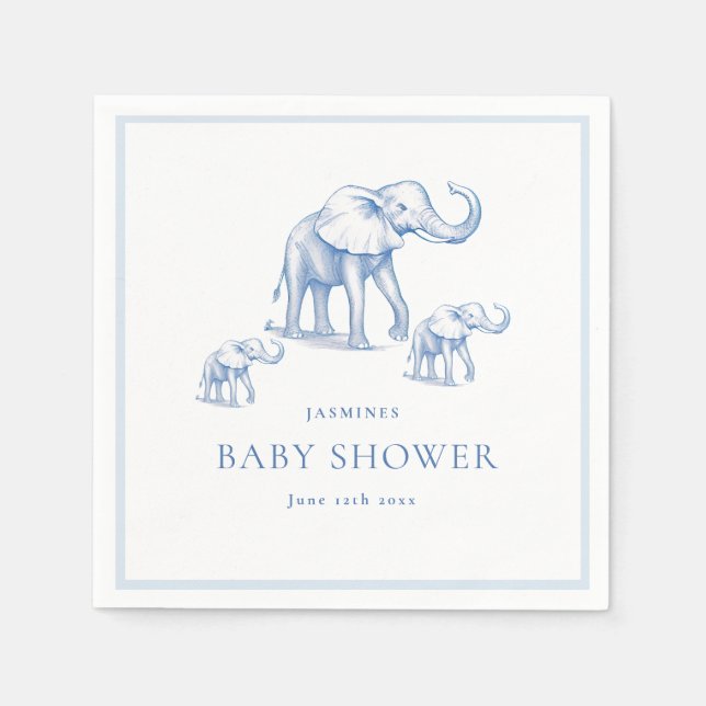 cute blue safari baby shower books for baby  napkins (Front)