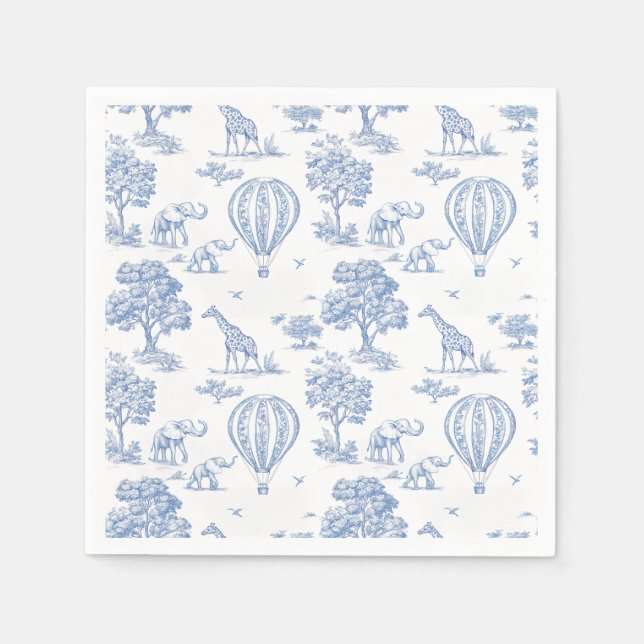 cute blue safari baby shower books for baby  napkins (Front)