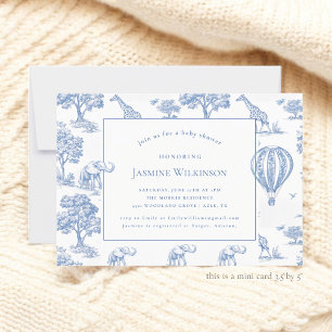 cute blue safari baby shower budget 3 by 5 mini  RSVP card