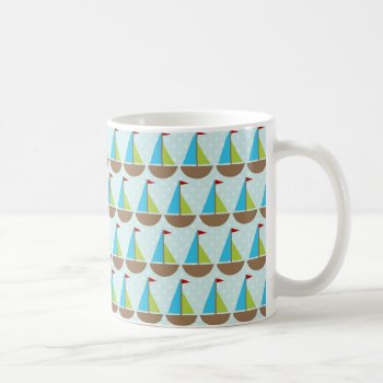 Cute Blue Sailboat Design For Boys Coffee Mug by PrettyPatternsGifts at Zazzle