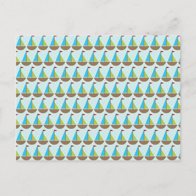 Cute Blue Sailboat Design for Boys Postcard (Front)