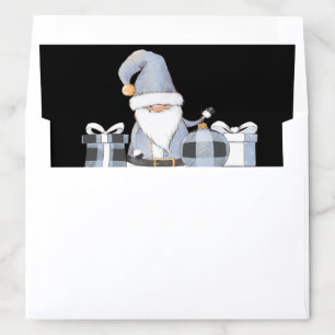 Cute Blue Santa Gnome, Christmas Stocking & Gift Envelope Liner