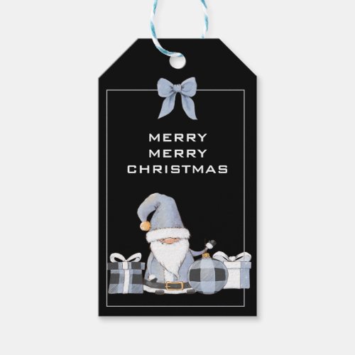 Cute Blue Santa Gnome with Gifts Gift Tags