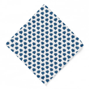 Cute Blue Sapphire Crystal Heart Pattern Bandana